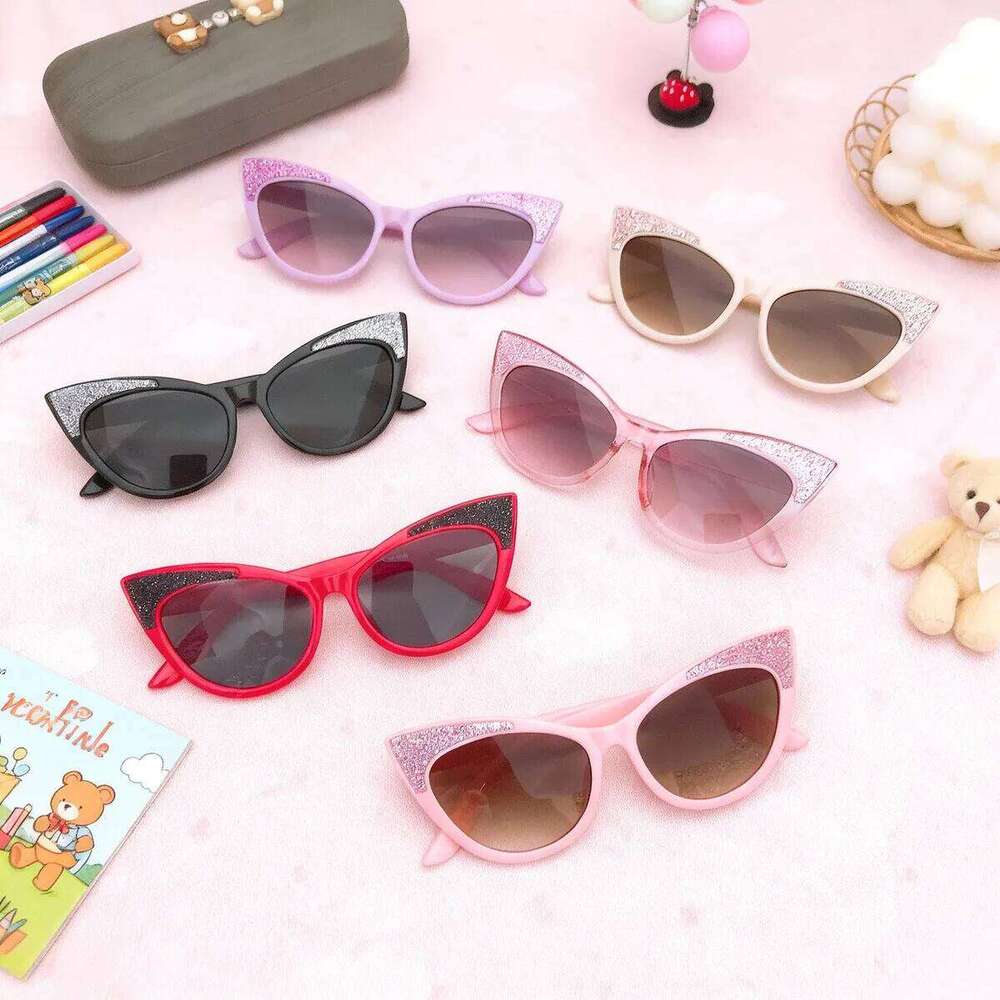 2025 candy color baby outdoor sunshade sunglasses Children's new thin shiny patch cute cat ear Z260305