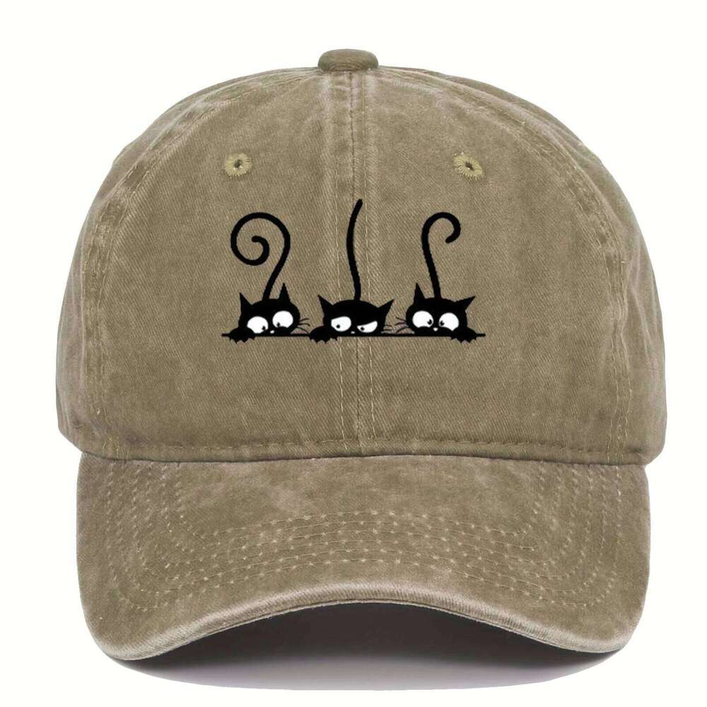 Three Cute Cat Printed Baseball for Men and Women Outdoor Leisure Sunshade Duck Tongue Hats Y260304