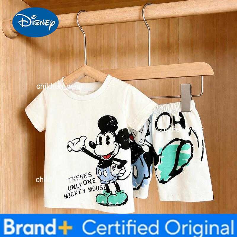 Disney Boys Girls Costume Mickey Mouse TShirtShorts Two Piece Set Summer New Cartoon Tees Loose Shorts Kids Thin Tracksuits H260305