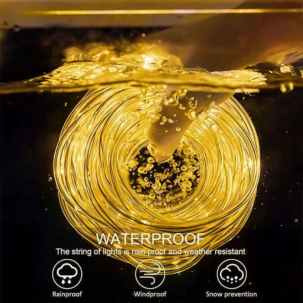 7M/12M/22M Tube Waterproof Outdoor LED Fairy String Lights With 8 Mode Solar Rope Light for Gazebo Garden Fence Tree 26H0305