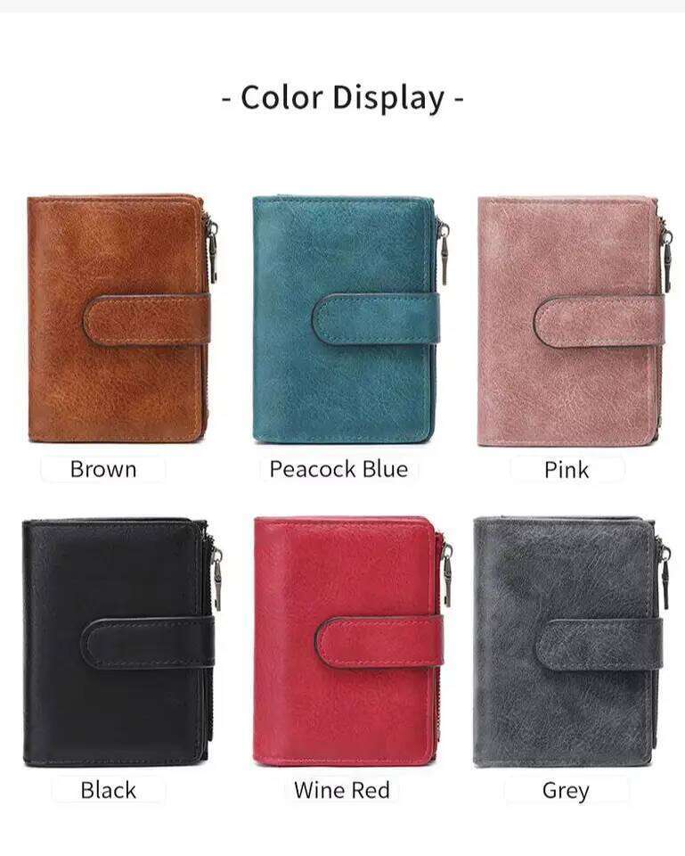Retro FashionWomen's Wallet RFID Anti-theft Short Trifold Large Capacity Holder Coin Purse ID Credit Card HolderWallet C260304