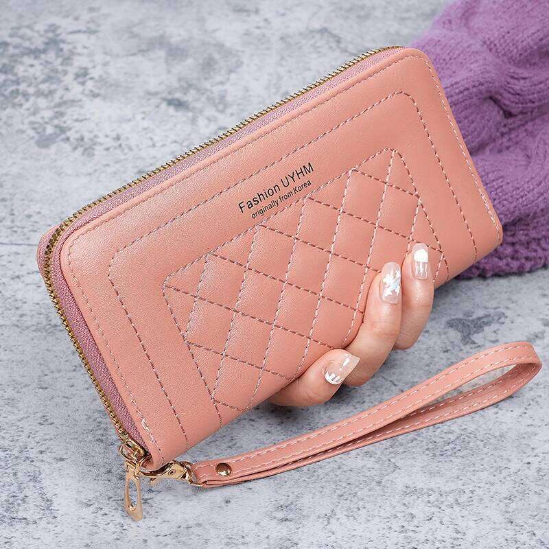 2024 new ladies purse long Joker zipper clutch embroidered fashion large capacity soft wallet mobile phone bag C260304