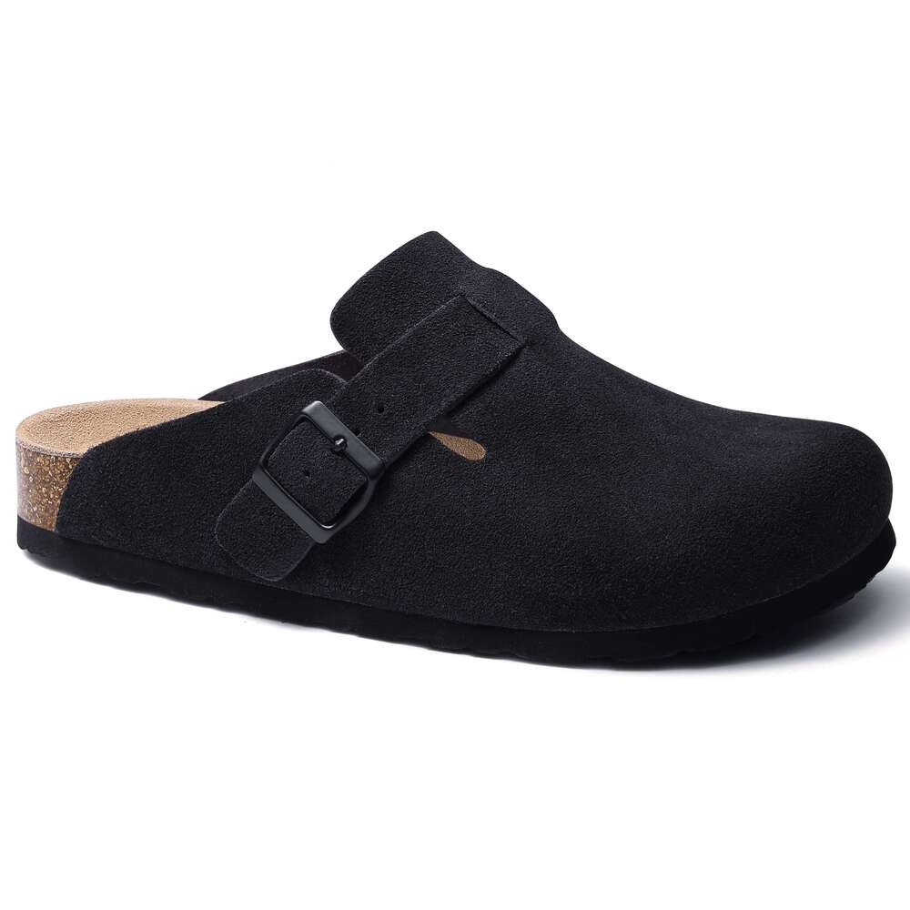 Kidmi Suede Mules For Women Fashion Men Clogs Shoes Classic Cork Antislip Outdoor Slippers With Arch Support