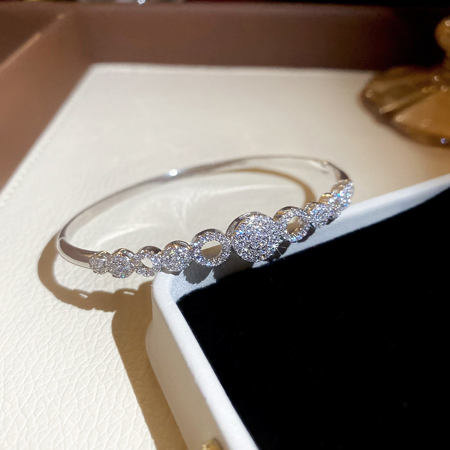 14K real gold plated zircon round clasp bracelet, casual fashionable versatile wristband, light luxury and high-end feel women's jewelry - view 8