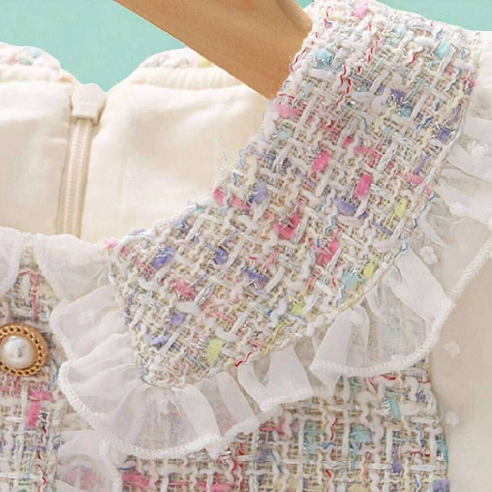 Cute Baby Girls Dresses Spring Autumn Puffle Sleeve Kids Princess Clothes Plaid Doll Collar Party Teens Wear for 6 8 10 12 Years Z260305