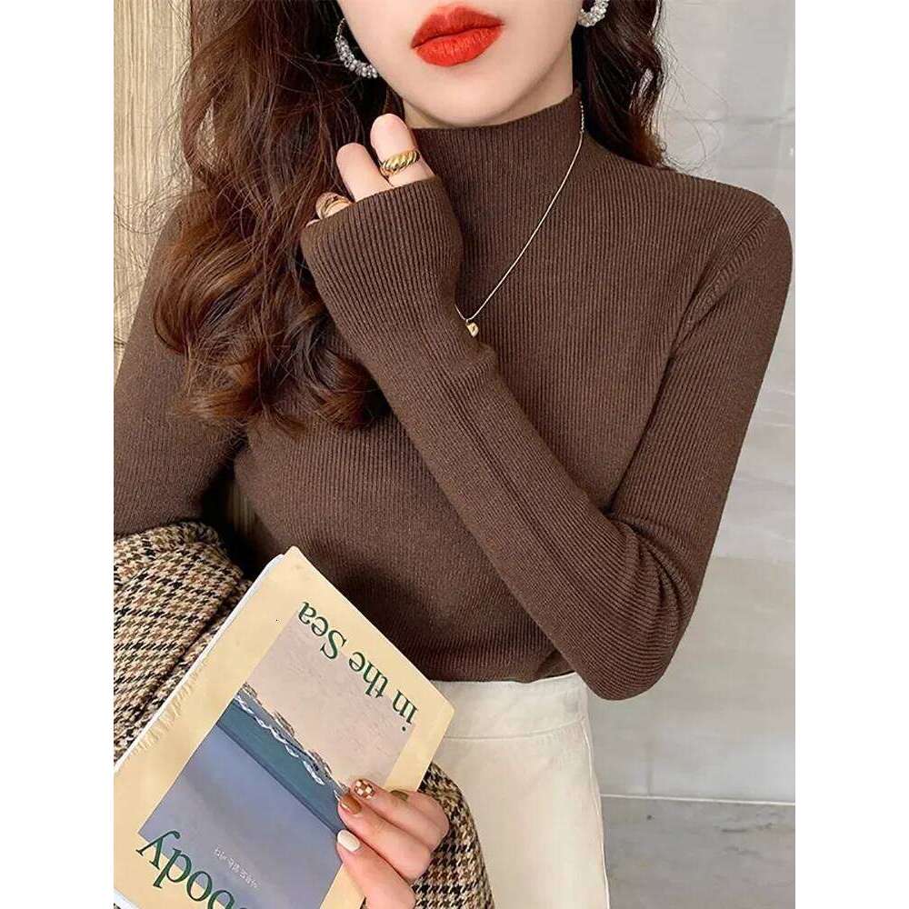 ZJAISS 2026 New Turtleneck Fashion Stretch Tops Women Pullovers Long Sleeve Bottoming Knitted Sweater XJ260305