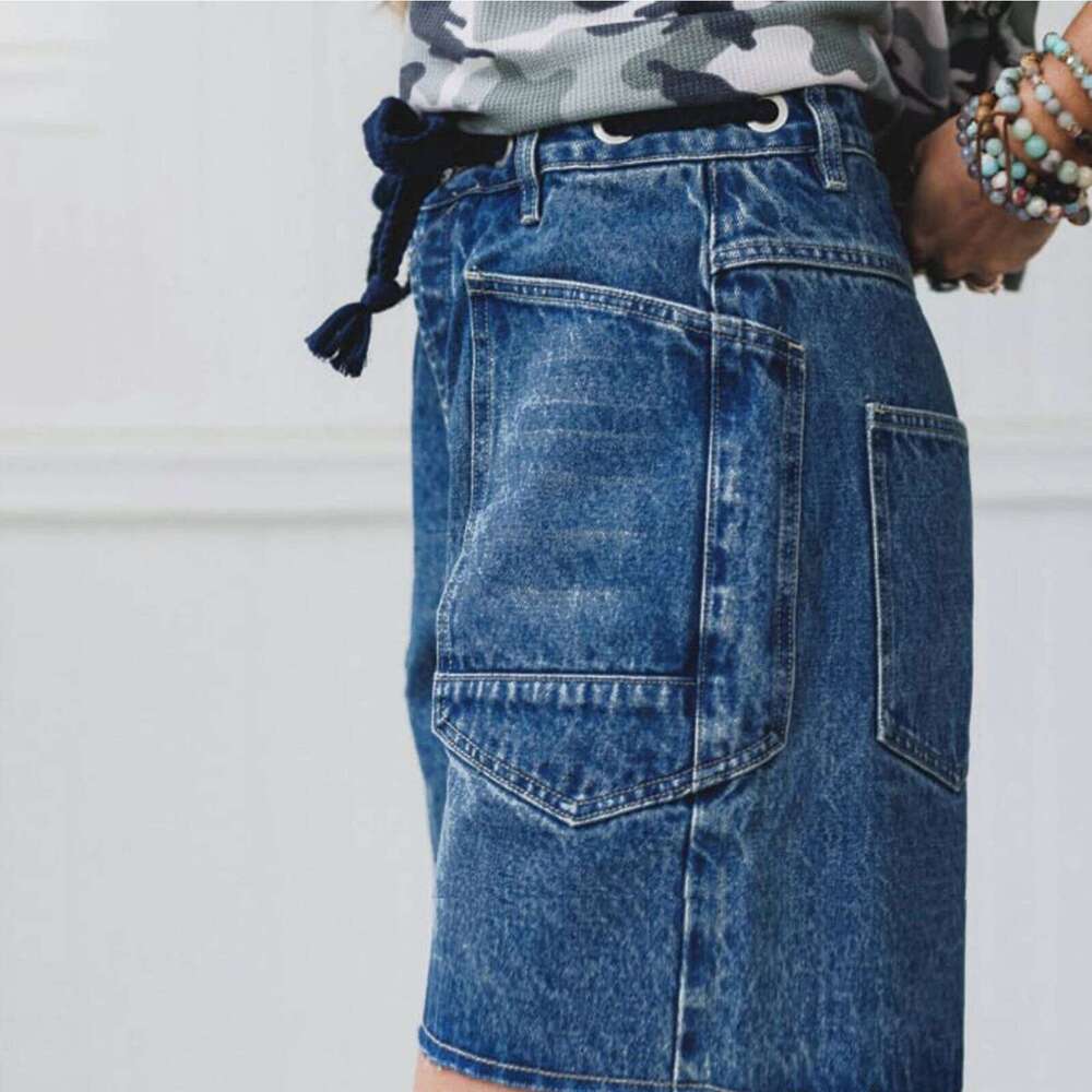 New Fashion Womens Summer Bandage Denim Wide Leg Streetwear Jeans Shorts With Pockets Hot Sale S-XL XJ260305