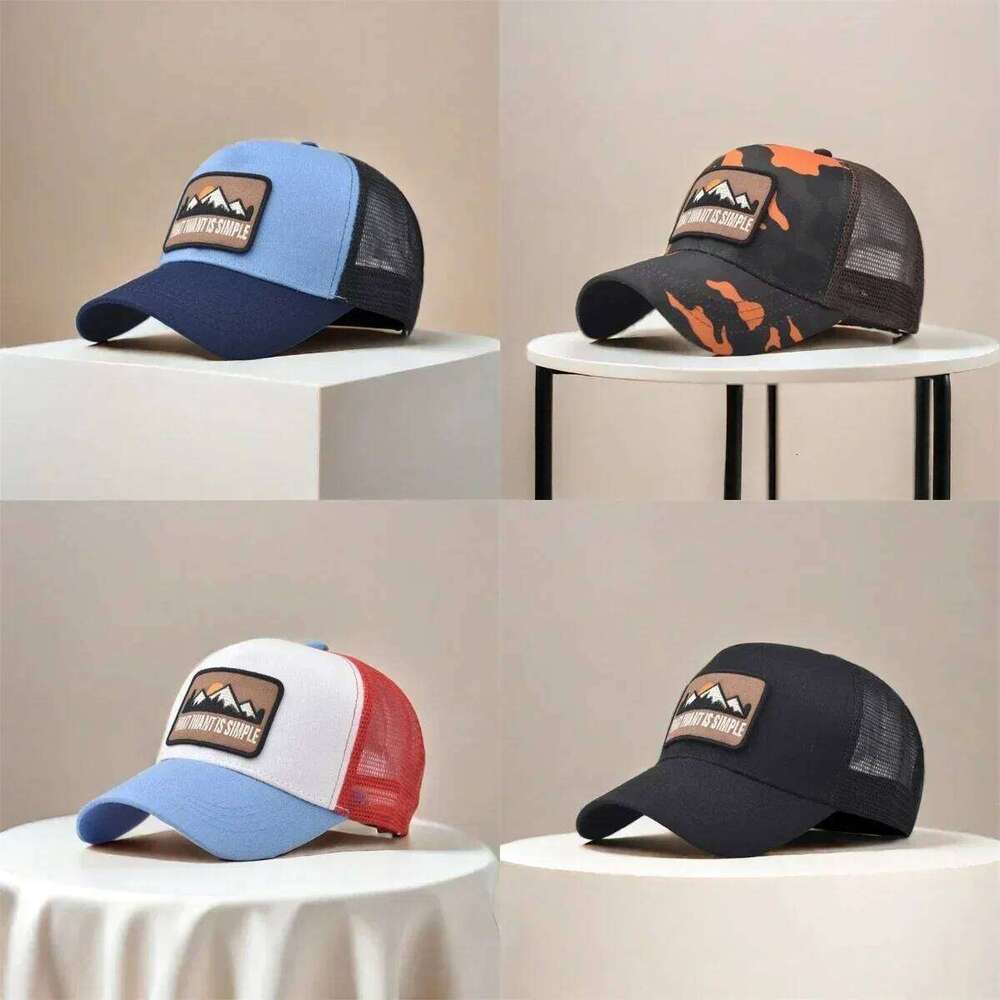 Letter Mesh Breathable Women Men Embroidery Blocking Baseball Cap Sunshade Outdoor Sports Cycling Travel Sun Dad Hat Y260304