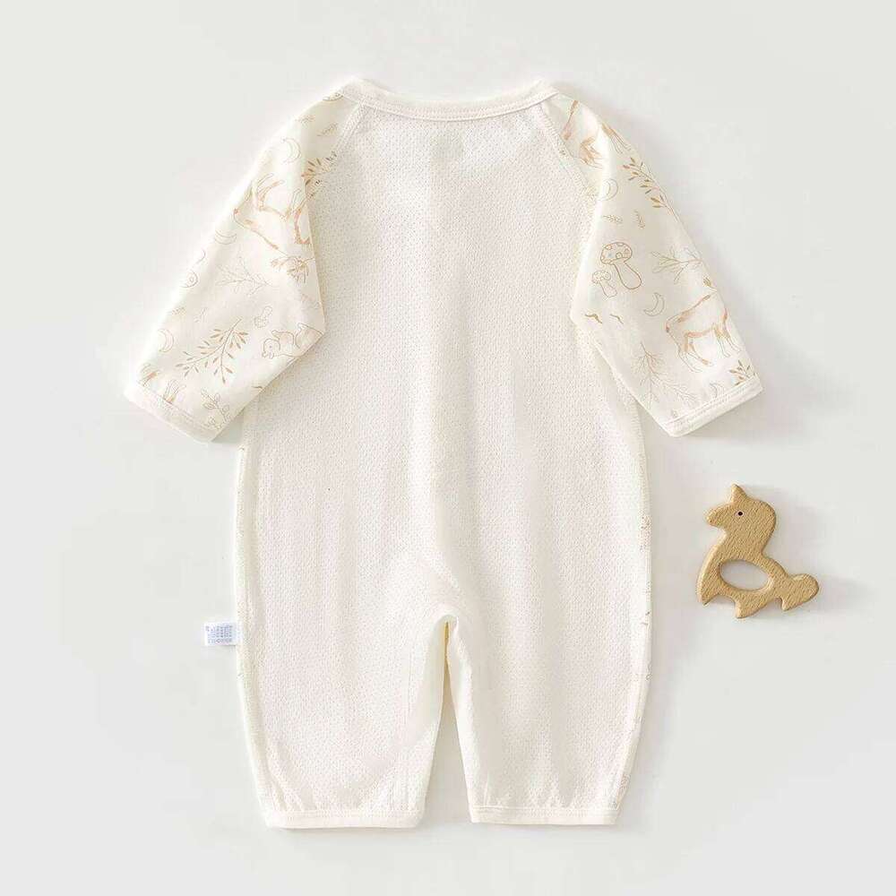 AYNIGIELL Summer Mesh Jumpsuit, Pure Cotton Thin Design Baby Long Sleeved Air-conditioned Pajamas Newborn Clothing Z260304