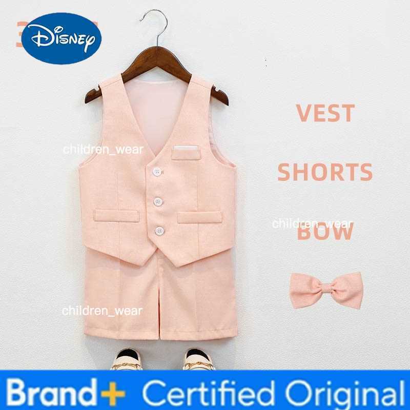 Disney JUCPKID Kids Boys Summer Vest Shorts Suit Formal Candy Color Children Boy Wedding Suit 1-10Y Kids Boys Short Sleeve Elegant Suit H260305