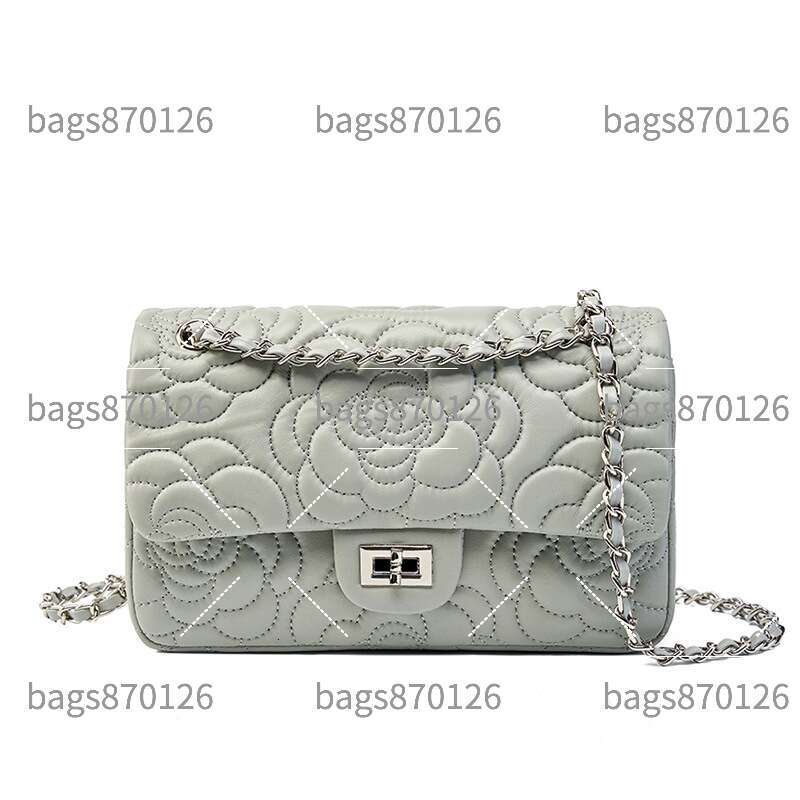 Camellia Classic Embroidery Women Shoulder Bag 26cm Leather Rib Check Gold Hardware Metal Buckle Matelasse Chain Luxury PIERRELOUES