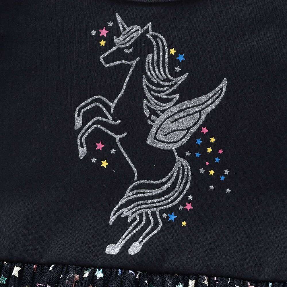 Girls' Christmas Unicorn Printed Mesh Cotton Dress LH1709 Z260304
