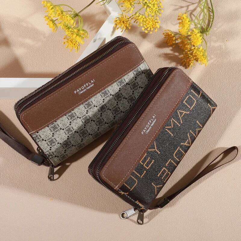 1pc Classic Men's Faux Leather Wallet, Double Layer with Snap Closure, Zippered Card Holder & Photo Compartment, Color blocking C260304