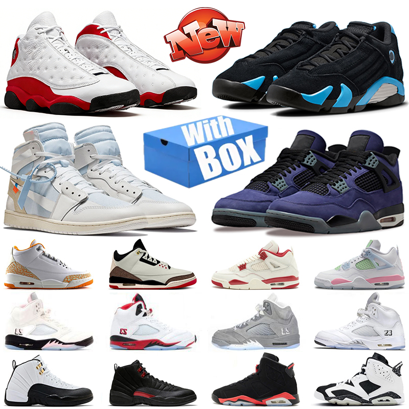 With Box j4 j5 j11 Jump mans 4s 5s 11s 12s Basketball Shoes Lakers Alaska 13s Chicago 14s University Blue Wolf Grey White Metallic Gamma Blue Men Women trainers Sneakers