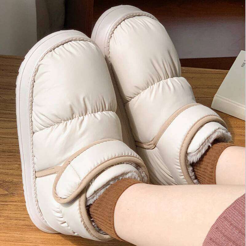 High-top Style Indoor Street Fluffy Slippers For Women Men Winter House Shoes Warm Plush Anti-slip Couples Leisure Snow Boots
