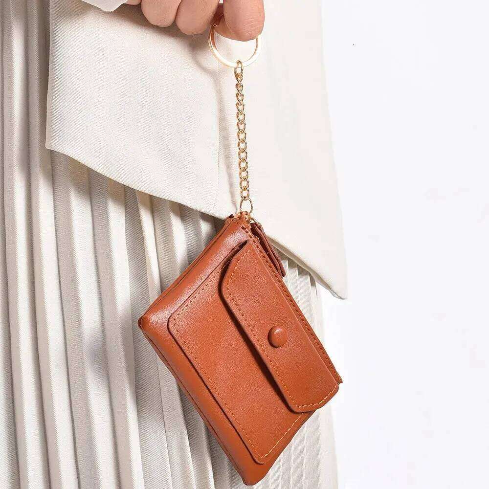 1PC New Fashion Women's Pu Leather Mini Short Zipper Coin Credit Card Keychain Wallet C260304