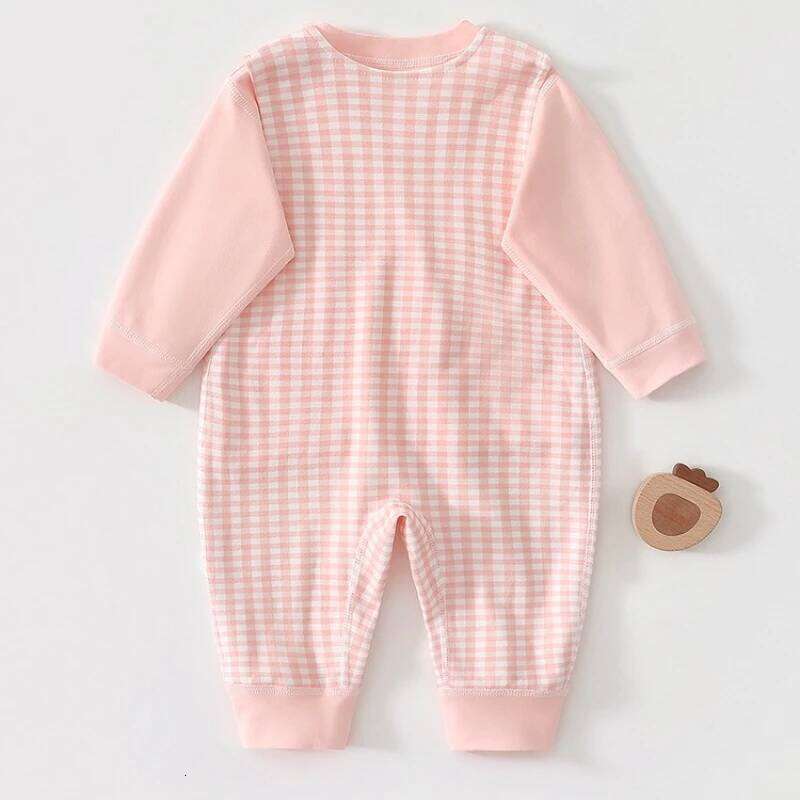Unisex Baby Cotton Soft Spring-Autumn Romper Set Infant Long-Sleeve Top & Plaid Overalls Halloween Cute Outdoor Crawling Outfit Z260304