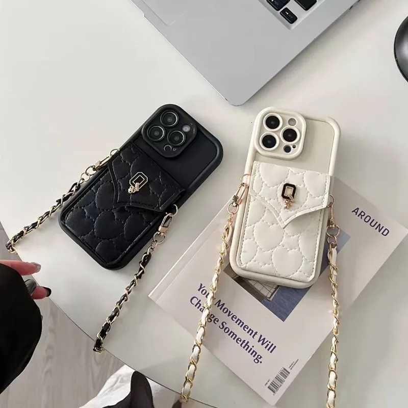 Heart Quilted Chain Wallet Phone Case for A5X A3X A3 A5 Pro Reno 10 11 12 13 14 Pro 14F 13F 12F 11F 2F Card Holder & Crossbody StrapT260305