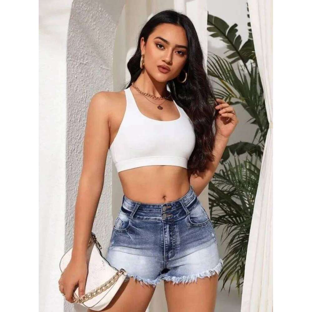 2025 Summer New Fashion Ripped Skinny Denim For Women Sexy Stretch Tassel Jeans Shorts Casual Female Clothing S-2XL XJ260305