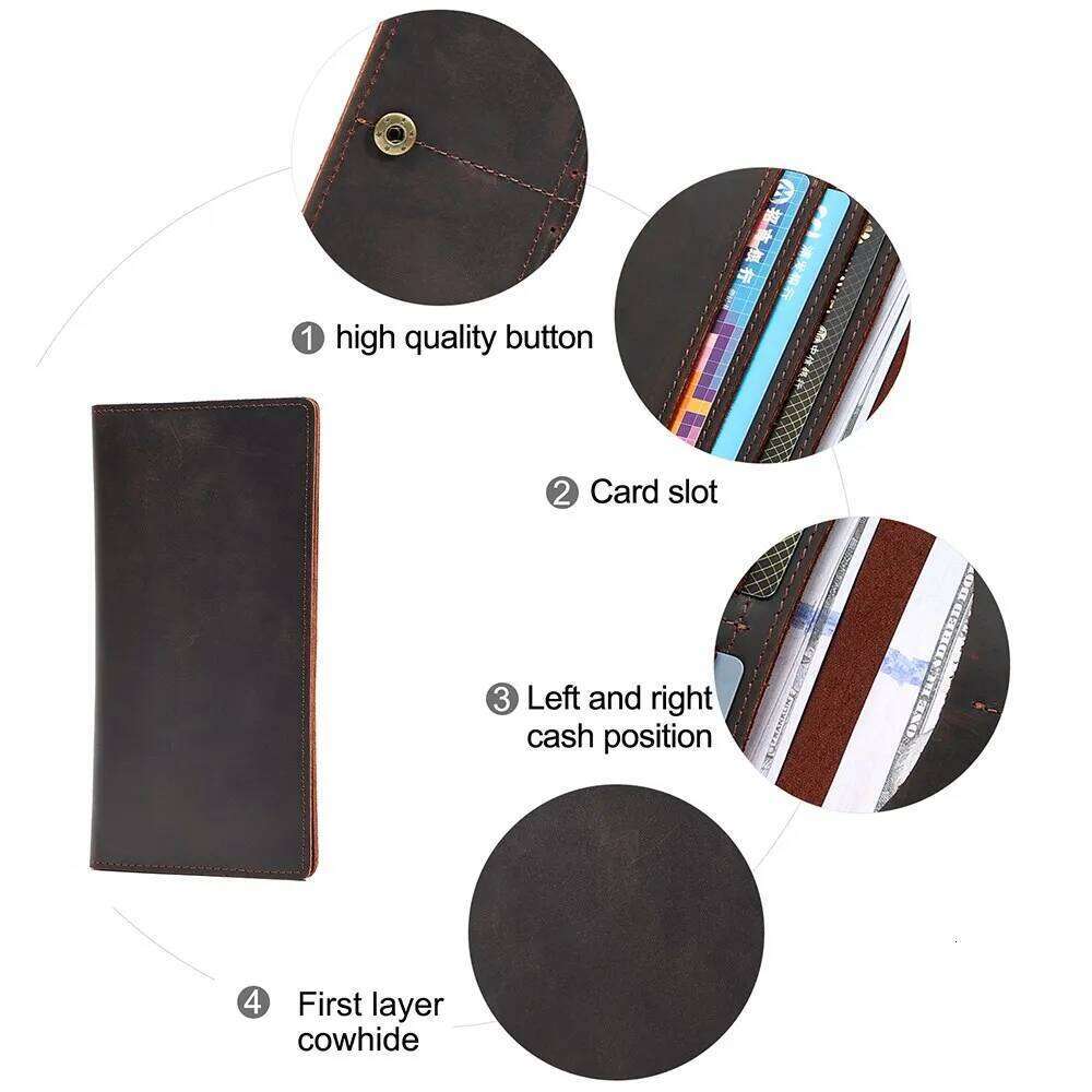 JOYIR Genuine Men Leather Long Wallet Clutch Bag Vintage Male Purse for Checkbook Credit Cards Minimalist Purses C260304