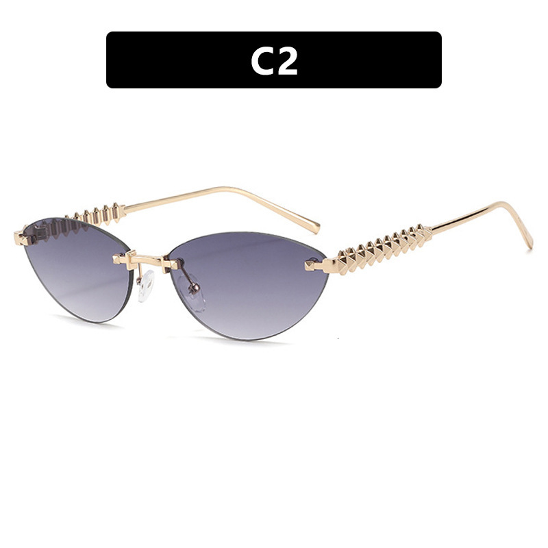 2026 New Designer Luxury Brand Nail Triangle Cat Eye Sunglasses Frameless Cutting Edge European And American Fashion High-end Sunglasses Sunshade Sung