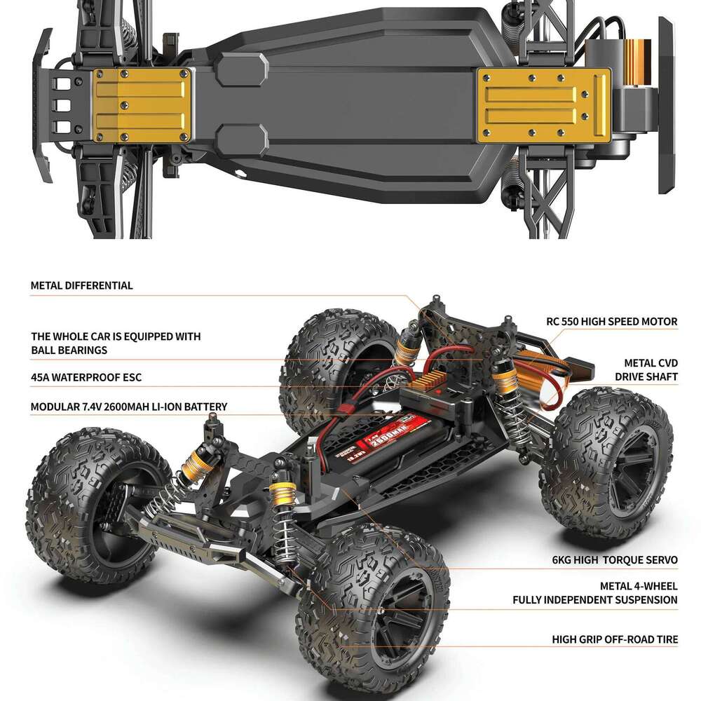 60KM/H 1:8 Off-road High-speed Racing Car 6KG Waterproof Steering Gear Super Shock Absorber Large Remote Control RC Vehhide Z260304