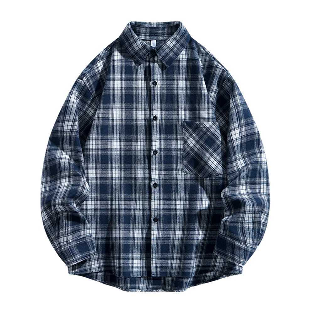Mens Long-Sleeved Collared Check Shirt Spring/Autumn New Arrival Single-Breasted Design Trendy Jacket Fashionable Menswear M260305