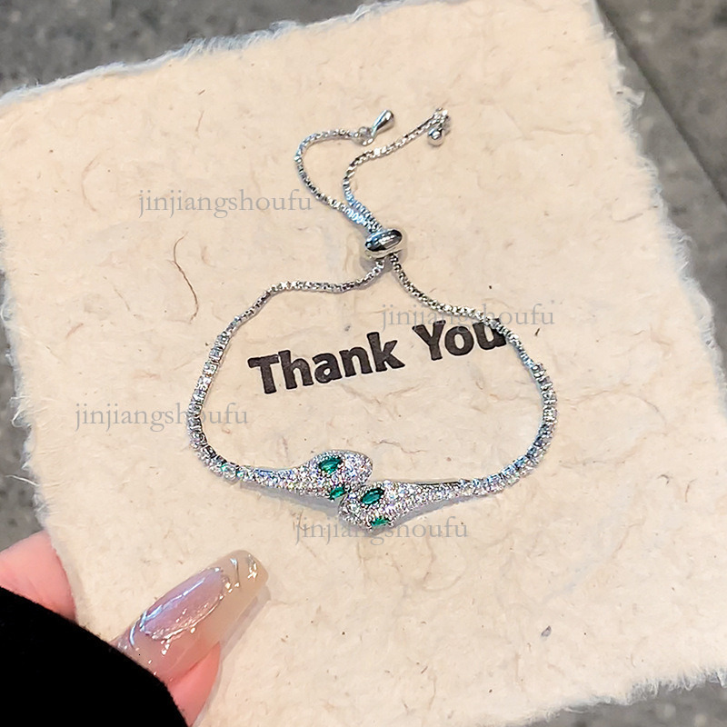 2026 Designer Bracelet Luxury Brand Fashion Small Serpentine Full Diamond Ice Blue Spirit Snake Women's Drawstring Bracelet Trendy New High End W