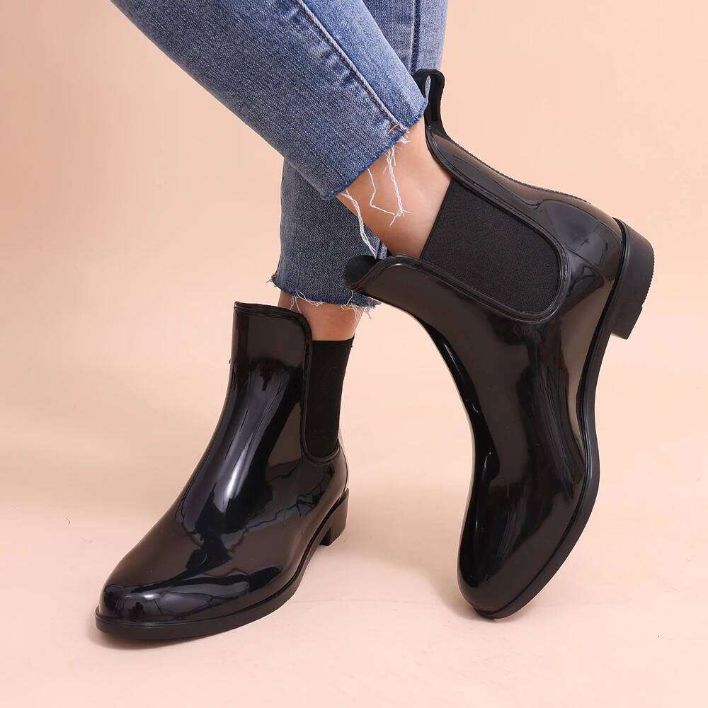 Kidmi Classic Shiny Rain Summer Waterproof Chelsea Boots For Women Fashion Outdoor Non-slip Home Shoes