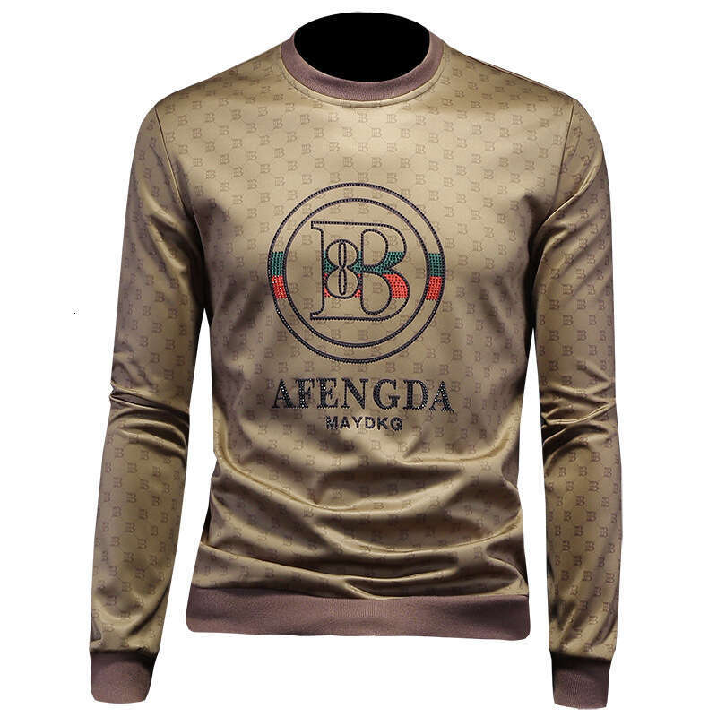Autumn New Men's Round Neck Trendy Long Sleeve Sweatshirt Plus Size Printed Casual Top Base Layer Trend Luanyun