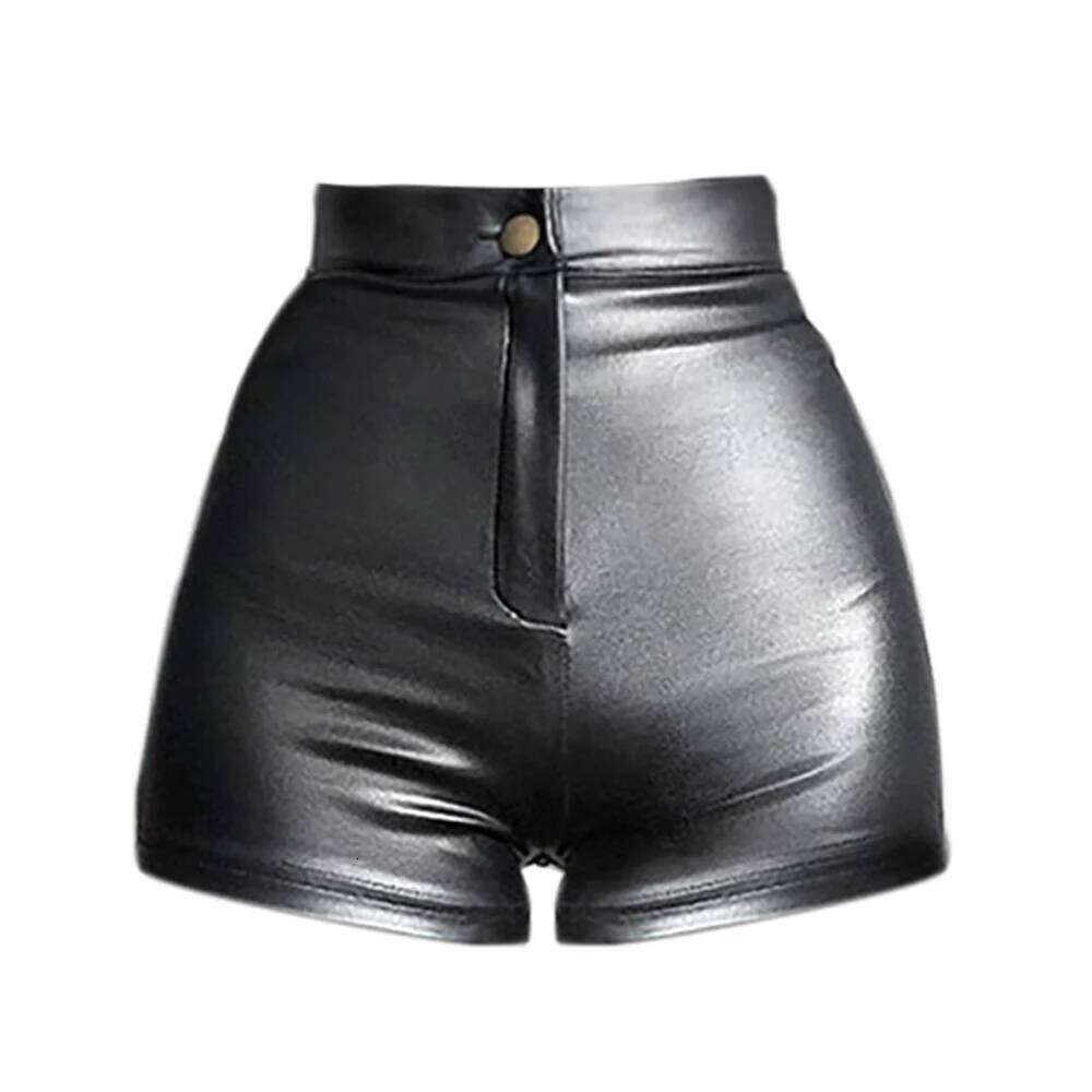 809# New Sexy Summer and Autumn Stretch Plus Size Tight Black Faux Casual Shorts Leather Pants for Women XJ260305
