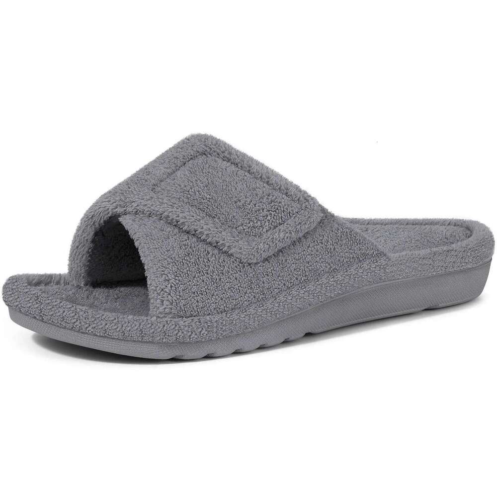 Kimdi Women's Orthopedic Winter Fur House Slippers Indoor Warm Open Toe with Arch Support Outdoor Antiskid Shoes