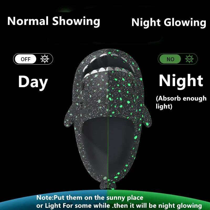 Luminous Shark Slippers Couples Fashionable Home & Beach Summer Shoes Cute Glow-in-the-Dark Cartoon Design for Men And Women