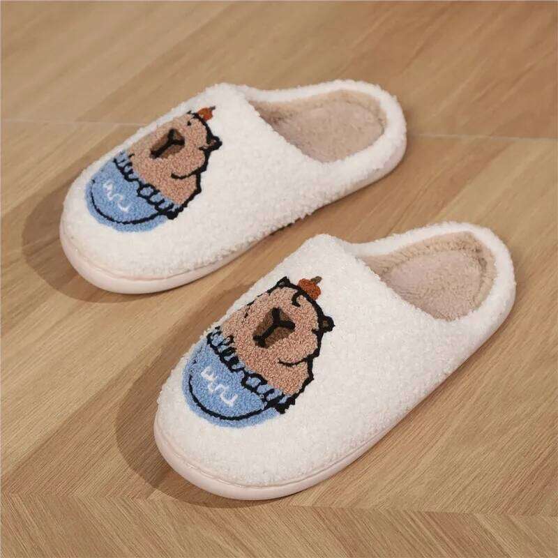 Kidmi Women Popular Winter Warm Non-slip Plush Cotton Comfortable House Slides Unisex Slippers