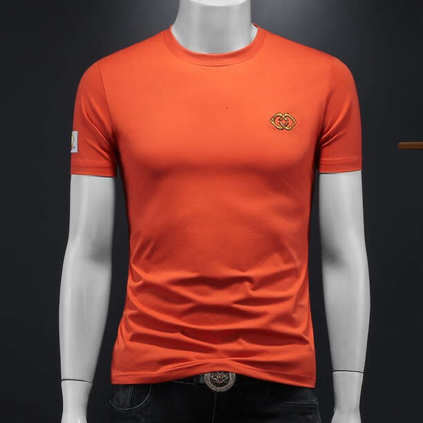 European Station Summer New Round Neck Men's T-Shirt High-End Casual Slim Fit Base Shirt Embroidered Simple Top Luanyun