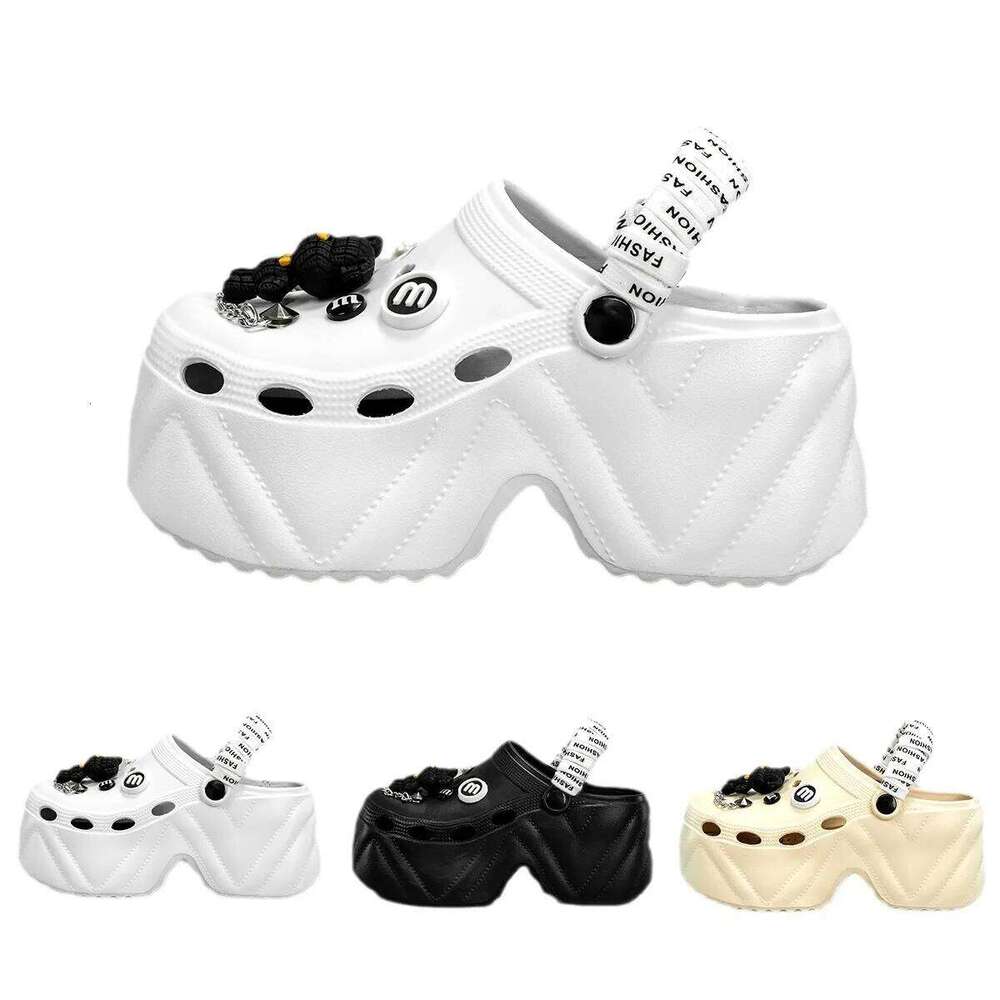 Women Summer Slippers 7CM Thick Bottom DIY Bear Accessories Fashion Clogs Female Wedges Shoes Beach Slides Street Sandals