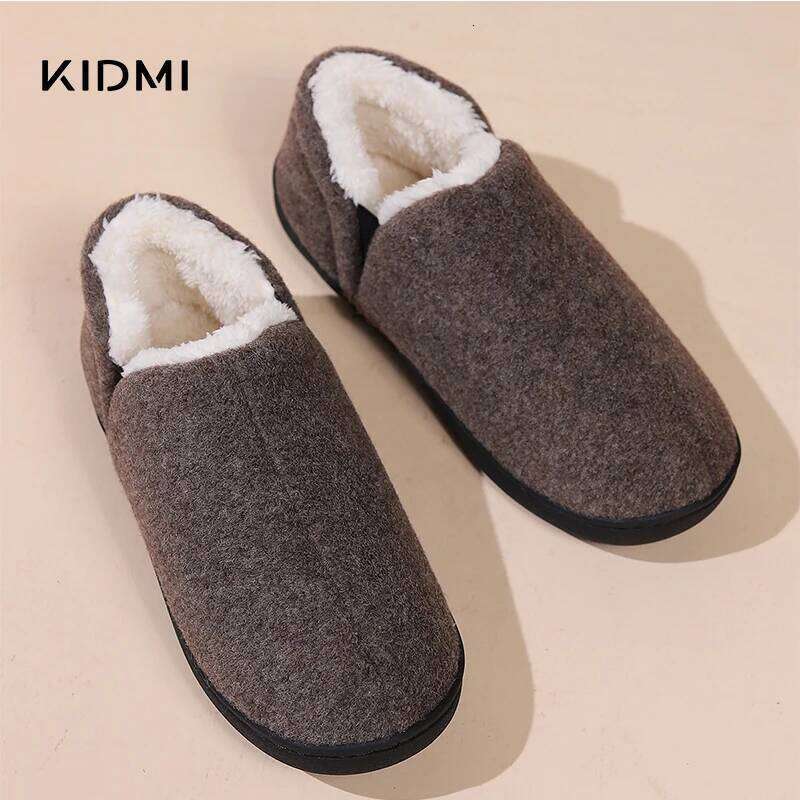 Kidmi House Men Outdoor Antiskid For Women Winter Warm Fluffy Slippers Woman Ankle Fur Shoes