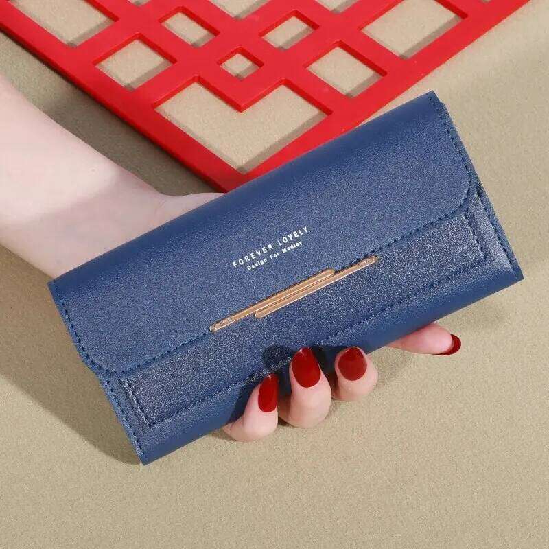 2024 New Women's Metal Long Folding Personalized Student Cute Mini Fashion Handheld Zero Wallet C260304