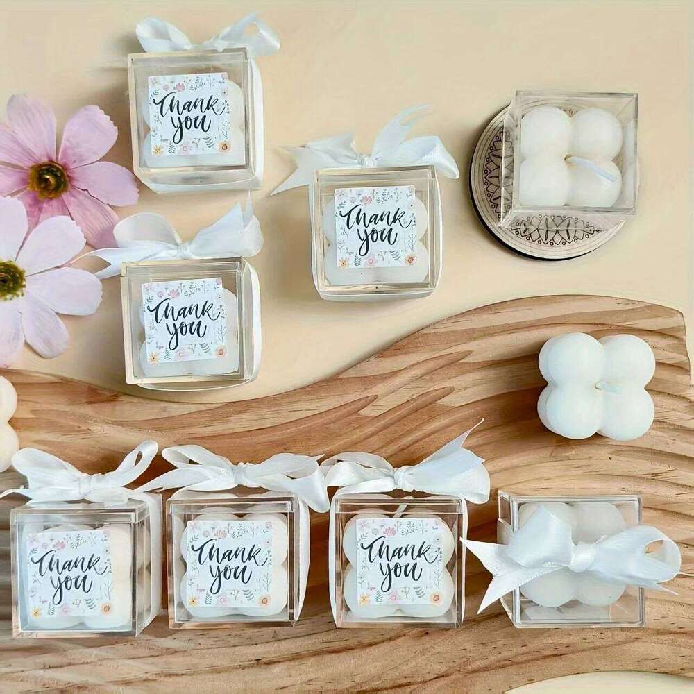 8 Sets Unique Bubble Scented Candles, Small Cube Candles for Baby Shower Favors, Gender Reveal Party Decorations, Wedding W260304 W260305