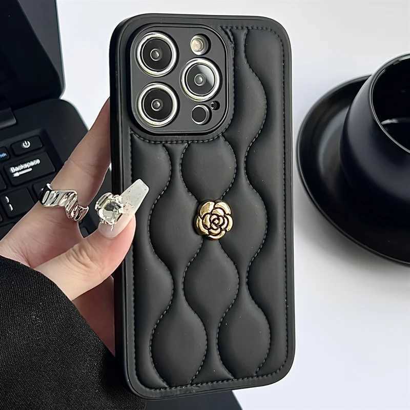 Leopard Print Camellia Pearl Wristband Phone Case For iPhone 16 Pro 15 Plus 14 13 12 11 | Full-Body Anti-Drop Soft CoverT260305