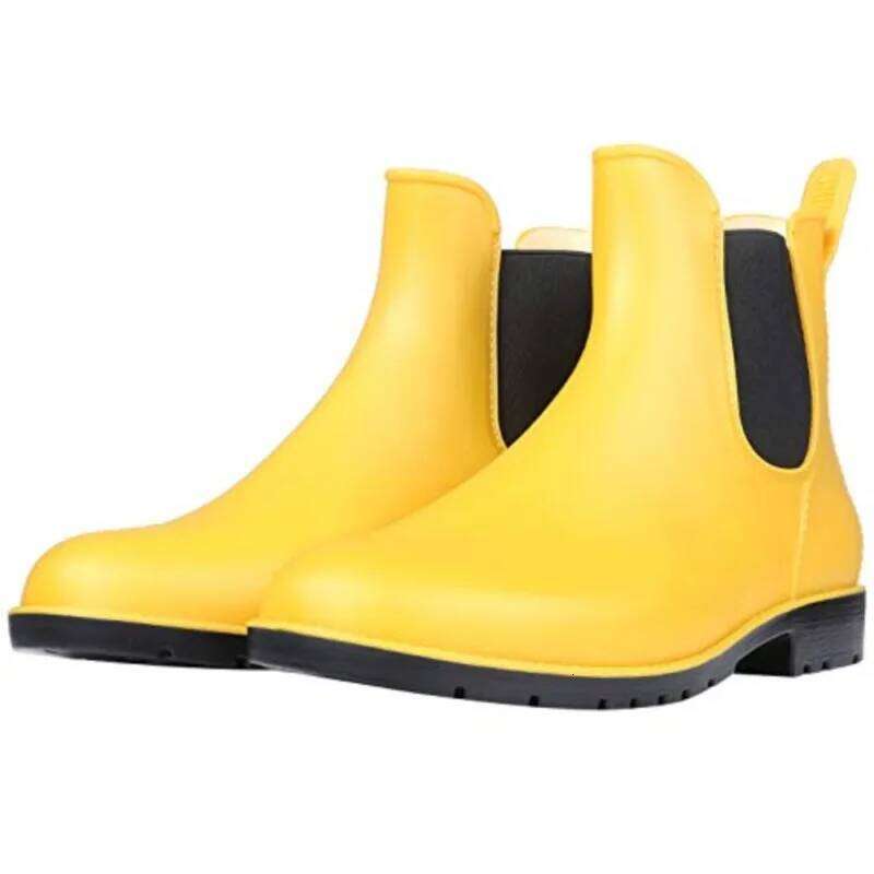 Kidmi Durable Chelsea For Women Nonslip Waterproof Rubber Pull On Shoes Comfortable Outdoor Women's Short Rain Boots