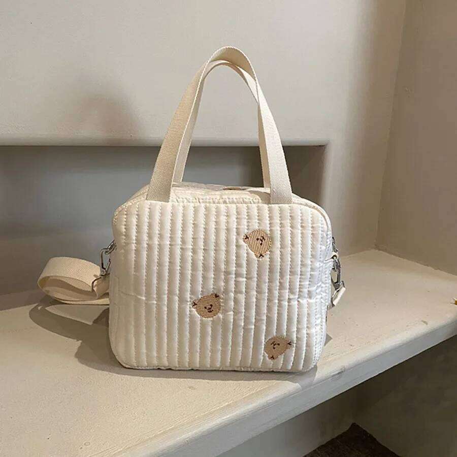 Cute Bear Mommy Cotton Zipper Diaper Women Handbag Nappy Caddy Organizer Baby Maternity Luggage Bag Z260304