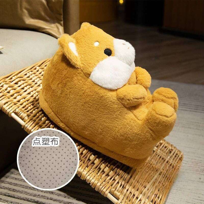 Cute Cartoon Dog Rabbit Indoor Fluffy Slippers For Women Home Floor Warm Soft Faux Fur Female Winter Cotton Shoes