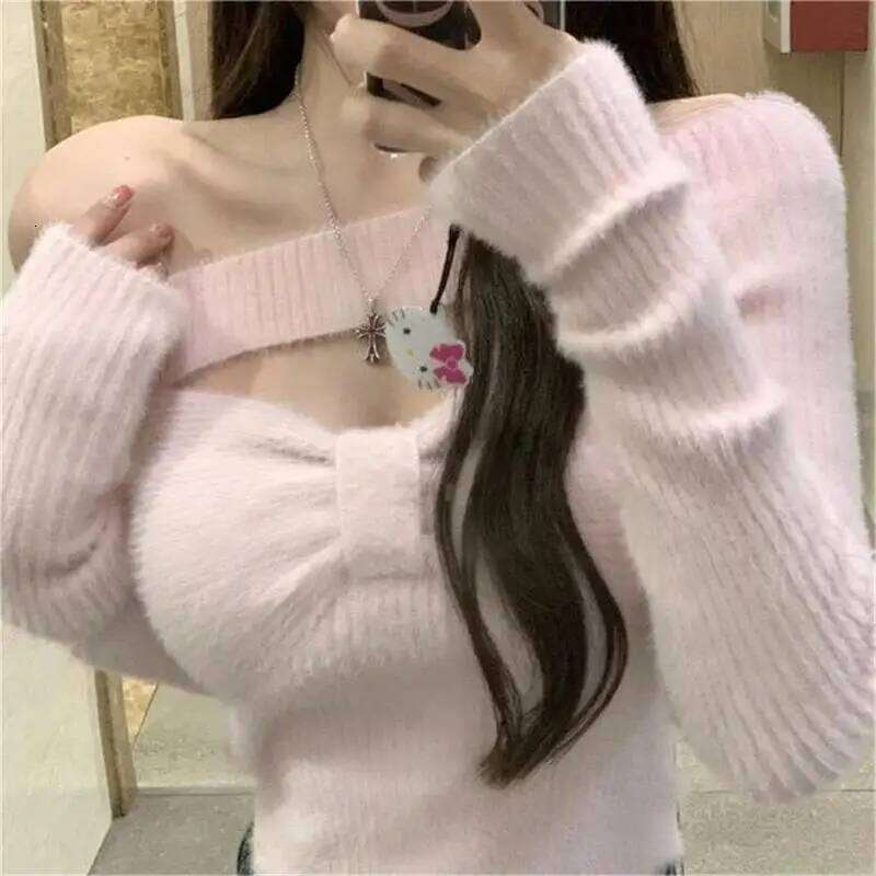 2025 Spring Elegant Pullover Women Casual Solid Korean Style Long Sleeve Knitted Sweet Soft Sweater Female Y2K Crop Tops XJ260305