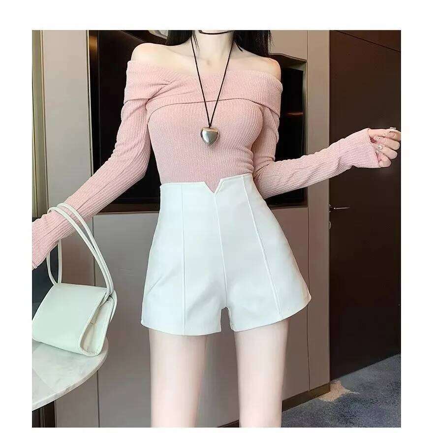 Woolen shorts women's high waisted hot as a base versatile boots for autumn and winter 2025 new casual black pants f XJ260305