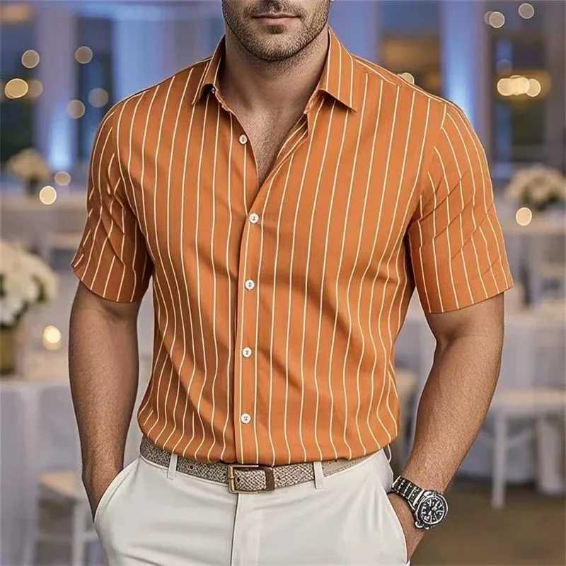 Mens Short Sleeve 3D Digital Printed Fashionable Shirt Comfortable Polyester Summer Hawaiian Outdoor Beach Button Up M260305