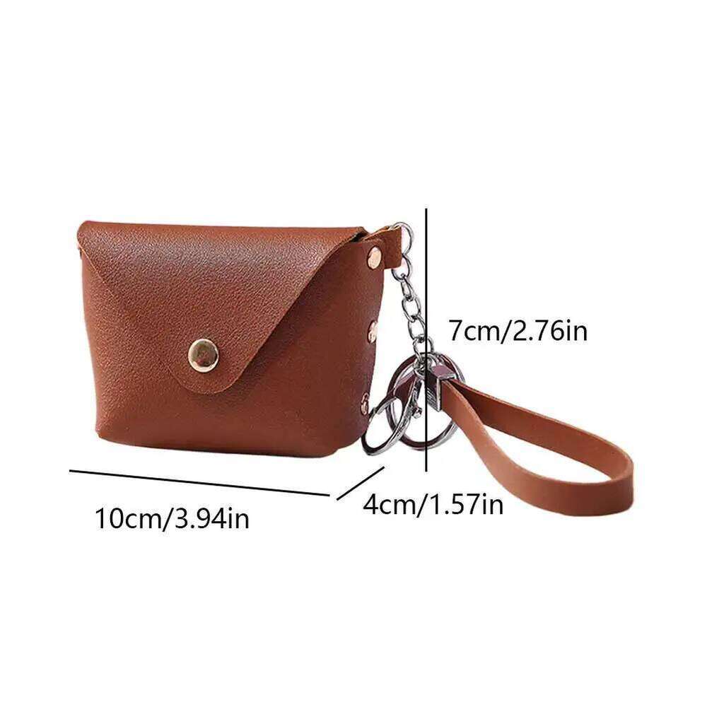 Keychain Women with Zipper Coin Purse PU Leather Trendy Wristlet Wallet for Shopping Travel C260304