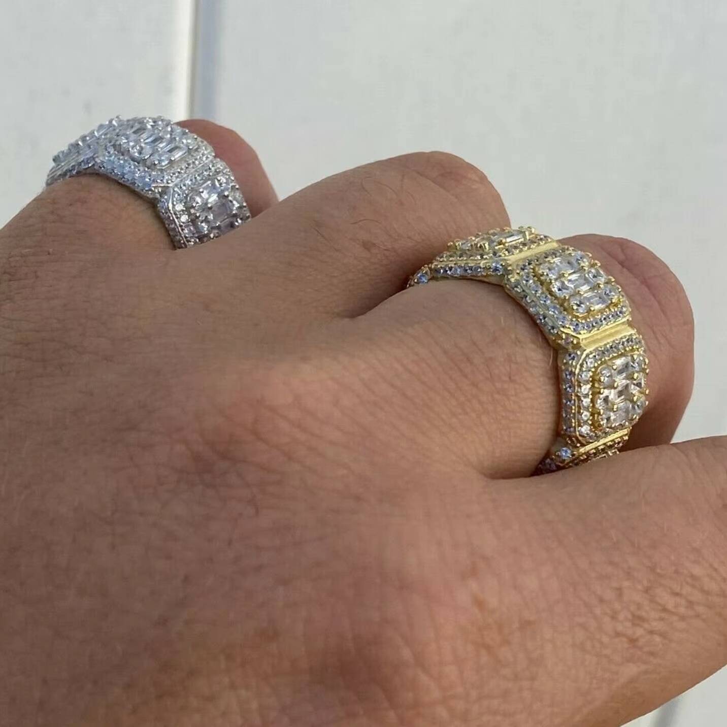 Mens Custom Iced Rapper Fine Jewelry 14k Rose Gold Plated Moissanite Engagement Ring Classic Hip Hop Champion IGI Certified Lab
