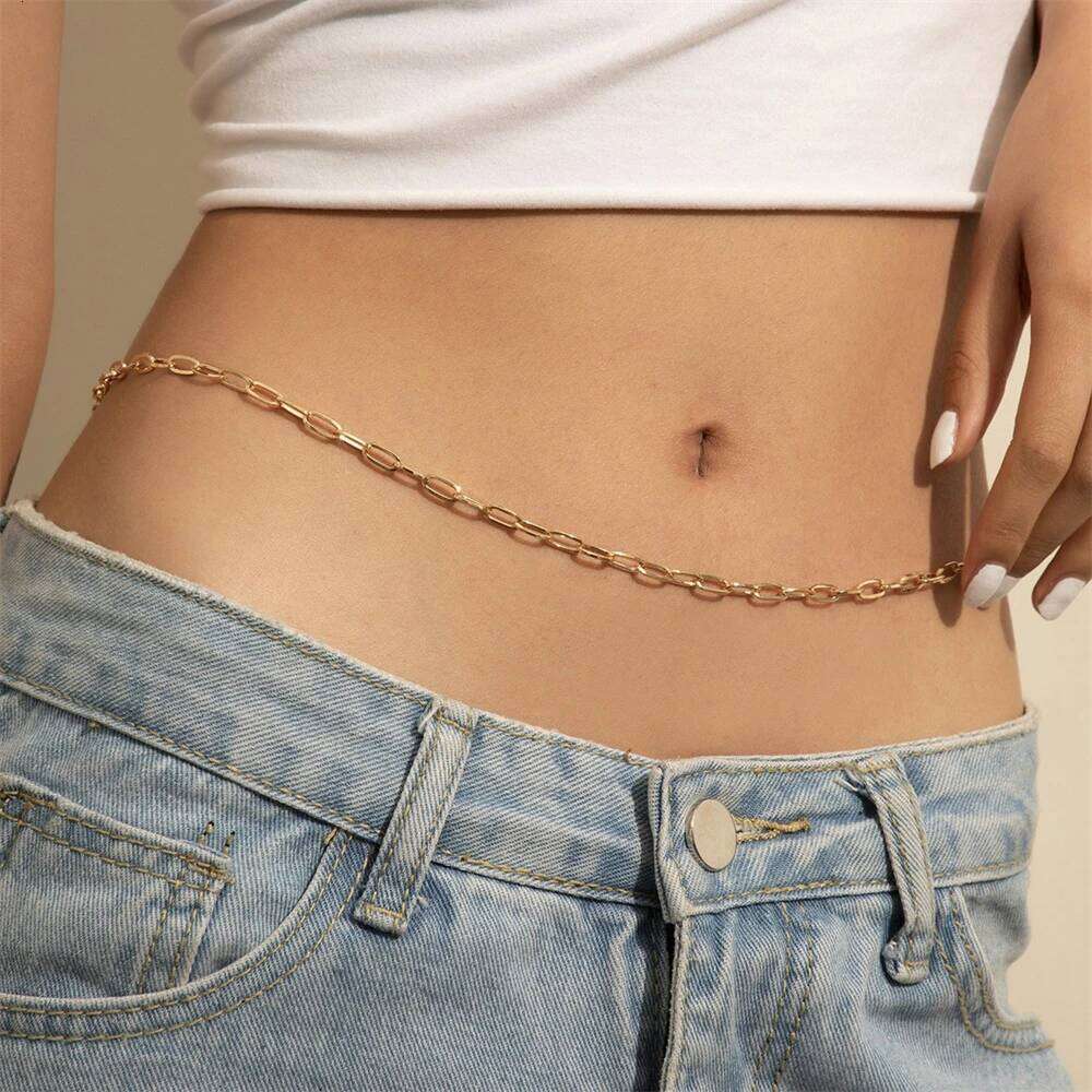 HipHop Belly Chains for Women Gold and Silver Color Metal Holiday Beach Bikini Waist Body Chain Jewelry Versatile Accessory Gift S260304