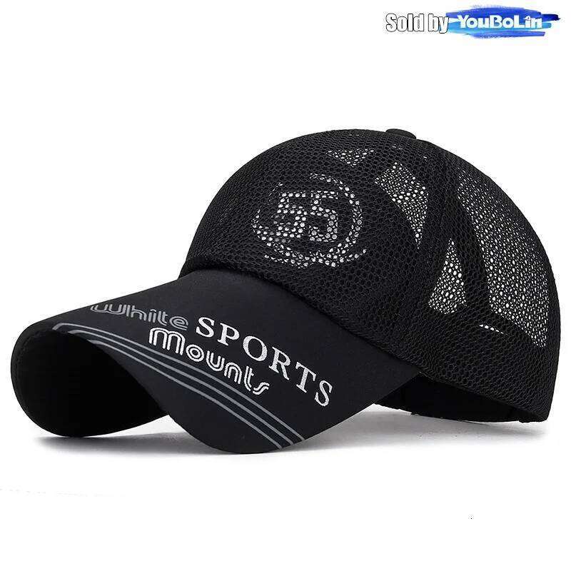 Summer Extended Brim Back Mesh Adjustable Baseball Cap Sun Hat Trucker Caps Dad Hats Y260304